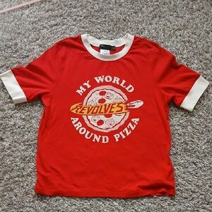 Disney Parks X Junk Food Collav Womens 'My World Around Pizza' Graphic Tee Mediu